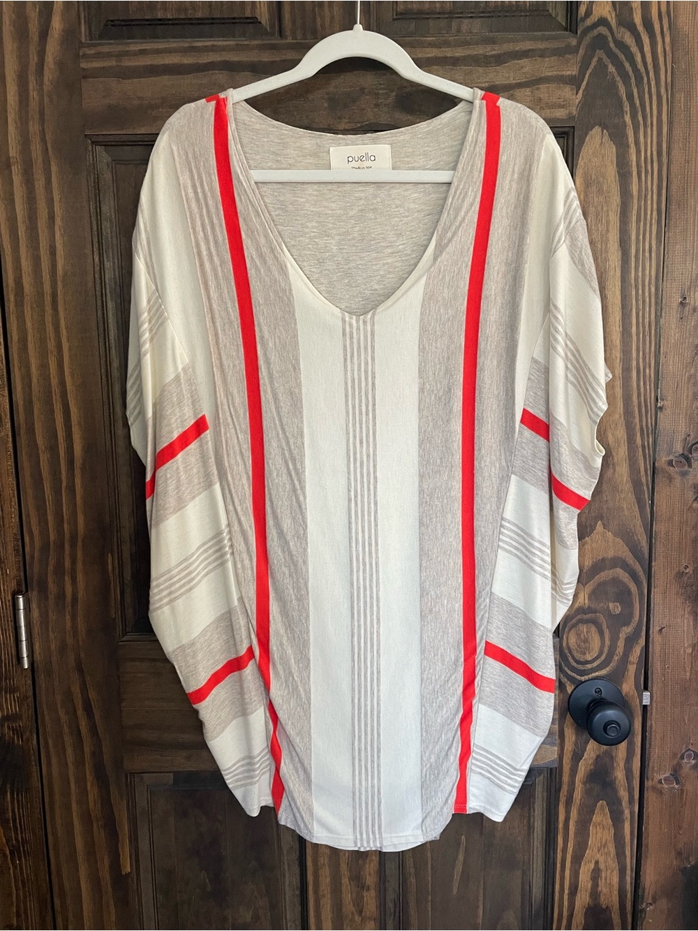 Puella Cream Mini Dress with Red Stripe Detail